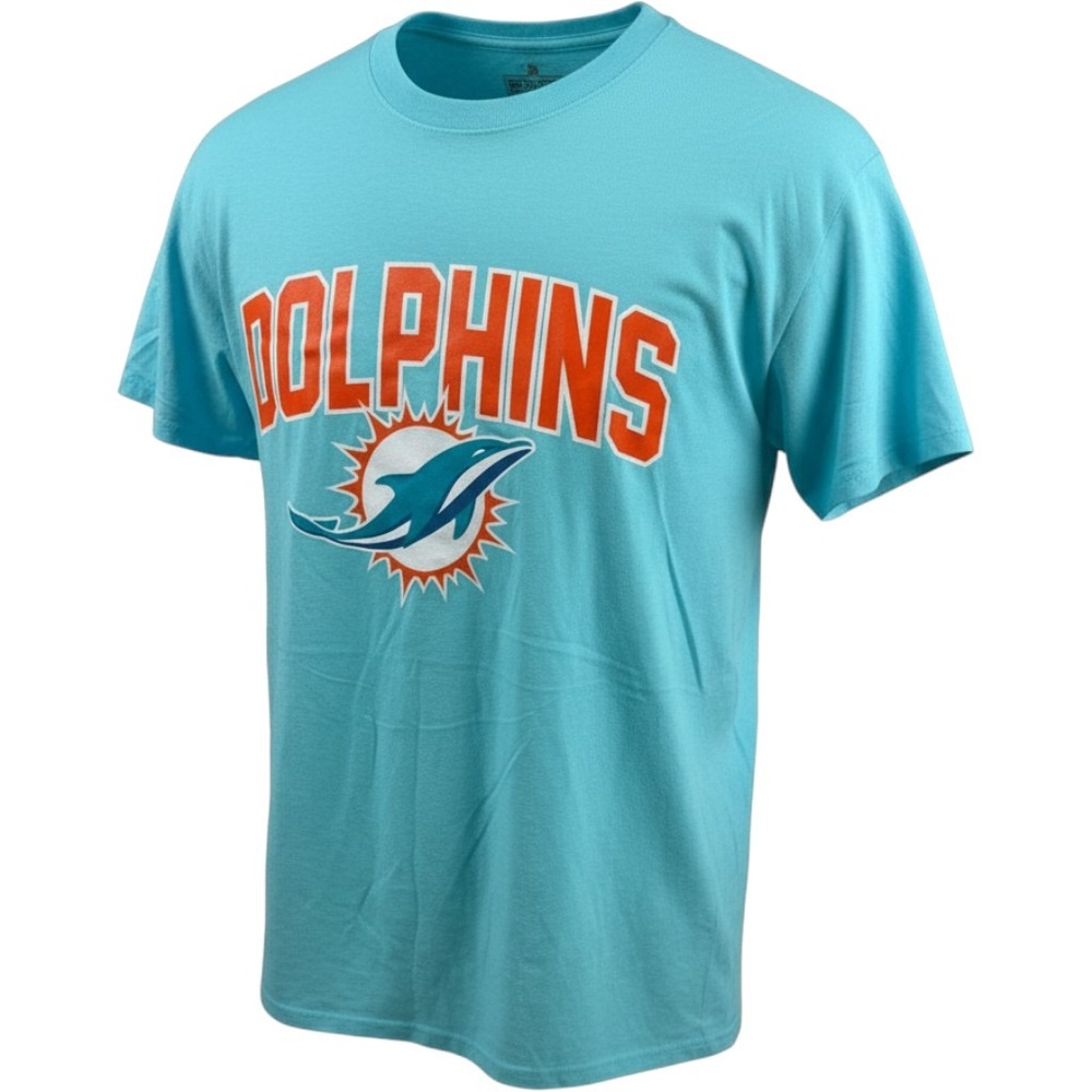 NFL Team Apparel Miami Dolphins Aqua Blue Graphic Tee Shirt Mens Large NEW